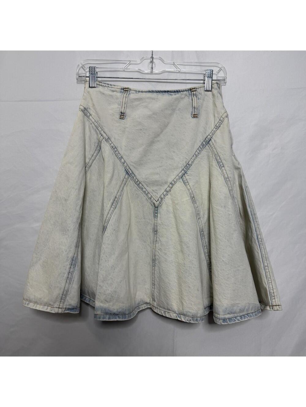 Jou Jou Vintage 90s Y2K Light Wash Denim Flare Skirt Seamed Panel Juniors 9/10